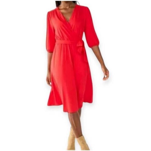 DRAPER JAMES RSVP™ TIE-FRONT FIT & FLARE DRESS RED SZ.S EUC. - Picture 1 of 9